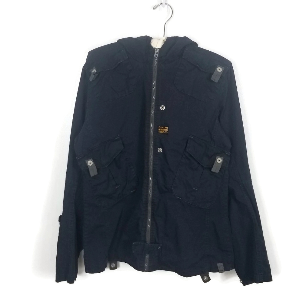 G-Star Navy Hooded Shirt Light Jacket Men's Large
